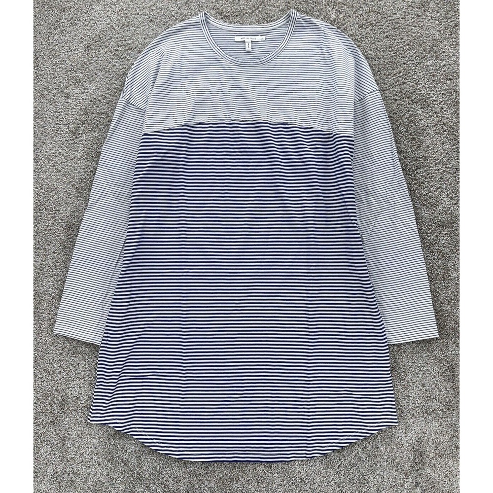 AVEC LES FILLES Joyce Azria Millennial Shirt Dress Womens L Blue Striped Minimal - Picture 1 of 9